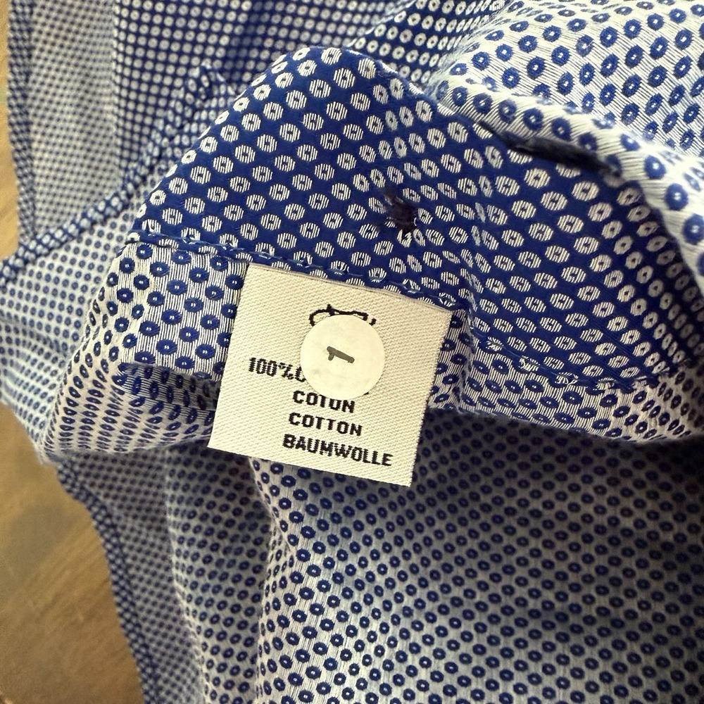 Canali Micro Print Men's 50 20.5 Modern Fit Blue Button Up Dress Shirt Exclusive - Picture 7 of 14